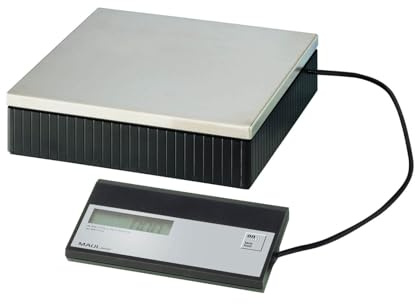 MAUL Paketwaage MAULparcel | Stabile Paketwaage bis 50kg | Große Wiegefläche 30 x 30 cm | Waage inklusive separatem Bedienpult | Automatische Nullstellung und Abschaltautomatik | Schwarz