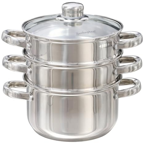 Buckingham 3-stöckiger Dampfgarer mit Glasdeckel, 18 cm