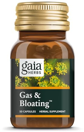 Gaia Herbs Gas & Bloating - Provides Relief from Occasional Gas & Bloating* - with Activated Charcoal, Fennel & Chamomile - 50 Vegan Capsules (25 Servings)