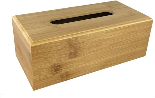 Kosmetiktuchbox aus Bambus, Tuchspender für Taschentücher oder Kosmetiktücher fürs Bad, Innenmaße: 22 x 12 x 7 cm, Tuchbox, Tücherbox kompatibel mit meisten handelsüblichen Kosmetiktuchboxen