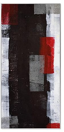 banjado® Magnettafel 37 x 78cm / Magnetwand aus Metall/Magnetpinnwand als Memoboard/Pinnwand Magnettafel Küche, Büro, Kinderzimmer inkl. 4 Magnete & Montageset - Motiv Abstrakt Rot