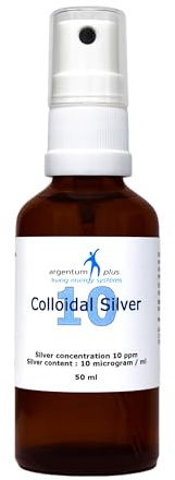 argentum plus – Plata Coloidal 10 ppm - espray de 50 ml - en ámbar vidrio