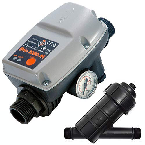PUMPENSTEUERUNG DRUCKSCHALTER mit KARTUSCHENFILTER Druckwächter Automatic-Controller Durchflusswächter BRIO® unverkabelt für Hauswasserwerk Pumpe Brunnenpumpe Kreiselpumpe Tauchpumpe Tiefbrunnenpumpe Jetpumpe Hauswasserautomat