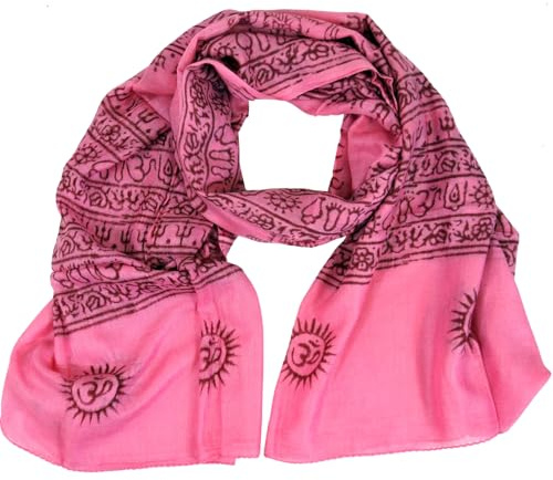 Dünnes Baba Tuch, Benares Lunghi, 100 % Viskose, Unisex, leicht, rosa | Leichtes Tuch aus Viskose, traditionelle hinduistische Motive, handwaschbar, vielseitig einsetzbar.