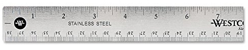 Westcott 10416 15 Stainless Steel Office Ruler with Non Slip Cork Base