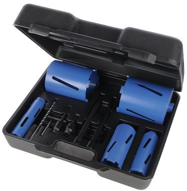 Silverline 868616 Diamond Core Drill Kit 5-Core 11pce 38, 52, 65, 117 and 127 mm Dia