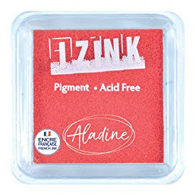 Aladine - Encreur Izink Pigment Red - Grand Encreur à Séchage Lent - Scrapbooking, Embossing et Carterie Créative - Taille L - 8 x 8 cm - Couleur Rouge