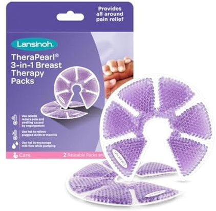Lansinoh Hot & Cold Breast Therapy Gel Pads - 2 Pack with Soft Covers - Breastfeeding Compress - Helps Relieve discomfort from Common Breast Feeding Conditions - Hospital Bag Maternity Essentials