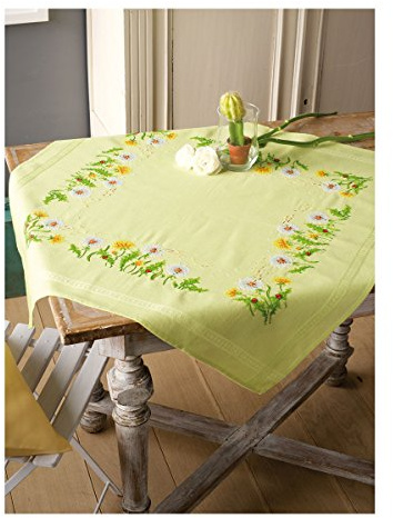 Vervaco Kreuzstichpackung Tischdecke Kreuzstich vorgedruckt, Baumwolle, weiß, 80 x 80 x 0,3 cm, PN-0149953