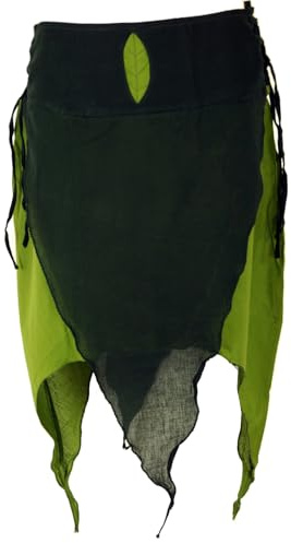 GURU SHOP Zipfelrock Elfen Rock - Dunkelgrün, Damen, Size:S