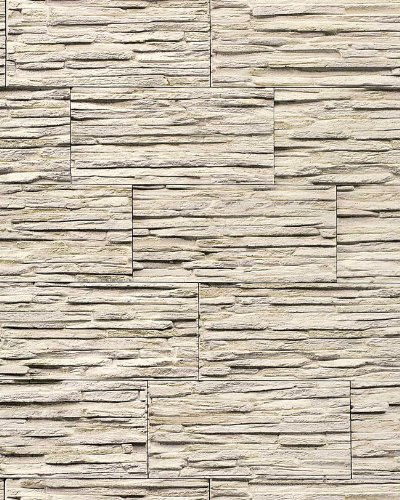 EDEM Stein Tapete 1003-33 Tapete Naturstein Bruch-Stein Mauer Optik geprägte Struktur hochwaschbar hellbeige weiß grau