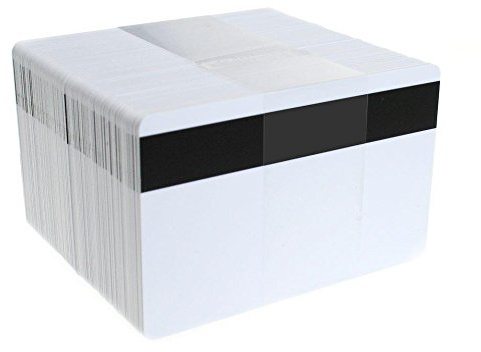 Waizmann.IDeaS® 100x Plastikkarten Magnetkarten Blankokarten mit 2750 Oe Hi-Co Magnetstreifen aus PVC weiß 86 x 54 x 0,76mm glänzend laminiert bedruckbar weiß