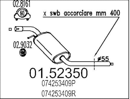 MTS Silencieux intermédiaire Silencieux Intermédiaire 01.52350