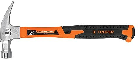 Truper MAR-16F, Martillo de uña recta, 16 oz, mango fibra de vidrio