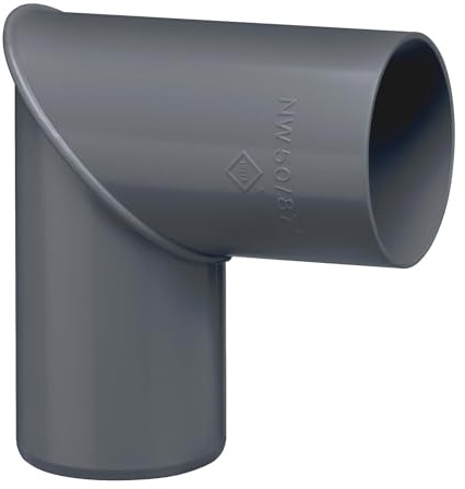 INEFA codo de tubo de agua de lluvia 87 grados para tubo de bajada, PVC 50mm, Antracita pieza de unión Accesorios para canalones, fácil instalación,made in Germany