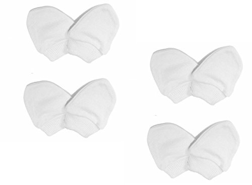 Scratch Mitts Dudu N Girlie New-Born 4 Pairs White of Scratch Mitts/Mittens - 100% Cotton (4 Pairs)