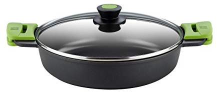 BRA Prior Cacerola baja con tapa de cristal y asas de silicona, apta para todo tipo de cocinas incluida inducción y horno, 36 cm, 7,1 litros