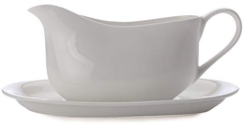 Maxwell & Williams Cashmere Sauciere aus feinem Porzellan, 550 ml, Weiß (2-teiliges Sauciere und Untertasse)