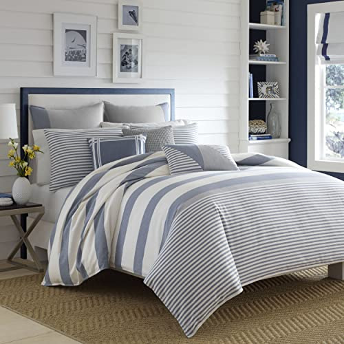 Nautica - Queen Duvet Cover Set, Cotton Reversible Bedding with Matching Shams, Mediterranean Inspired Home Decor for All Seasons (Fairwater Blue, Queen)