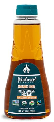 BLUE GREEN ORGANICS Light Blue Agave Nectar - 16 oz Organic Natural Sweetener - Low Glycemic & Non-GMO Squeeze Bottle