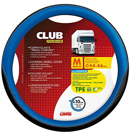 LAMPA 98906 Lenkradbezug schwarz Blau | Breiter Griff 10 cm, OEM 98906, einfache Montage