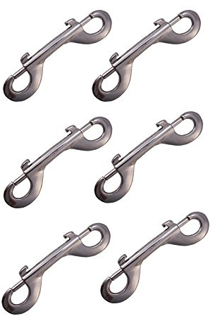 Derby Originals Set of 6 Heavy Duty Nickel Plated 4” Double Ended Bolt Snaps - Designed for Agricultural, Equine, Home, & Garage Use