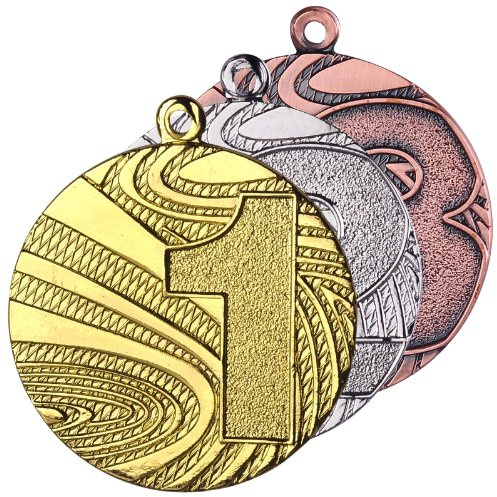 pokalspezialist 10 Stück Medaille aus Stahl, 40 mm x 2 mm, Zahlen 1,2,3 Gold/Silber/Bronze
