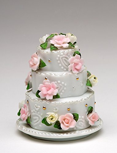 Cosmos Gifts Fine Porcelain Lacy Icing Rose Mini Cake Trinket Keepsake Box, 3 H