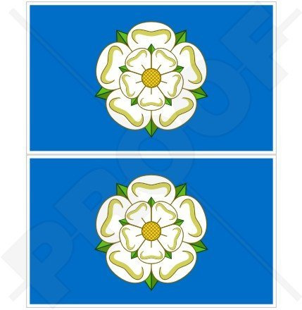 Yorkshire County Flagge weiß rose von York, England UK 7,6 cm (75 mm) Bumper Sticker, Aufkleber Vinyl X2