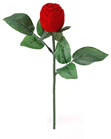 Yosoo Ringschachtel mit langem Stiel, künstliche Rosenknospen für Hochzeit, Valentinstag, Verlobung