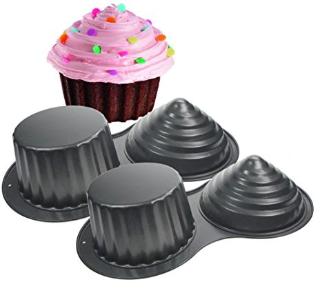 2 x EDDINGTONS JUMBO GIANT LARGE CUPCAKE MUFFIN BAKING MOULD TIN TRAY PAN NON STICK