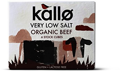 Kallo Manzo biologico a basso contenuto di sale 6 cubetti di brodo, 48g