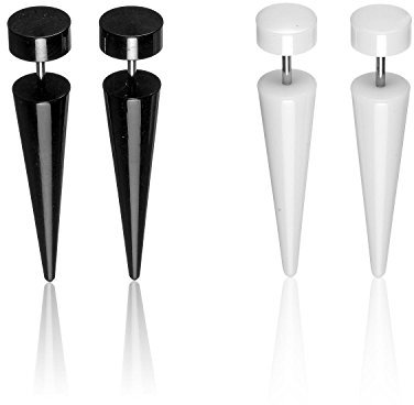 Drops Karisma 1 Paar Fake Dehnstab Tapper Acryl Ohrring Ohrstecker 8mm Farbwahl.Weiss