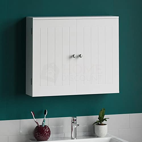 Bath Vida Double Door Wall Mounted Bathroom Cabinet, Wood, White
