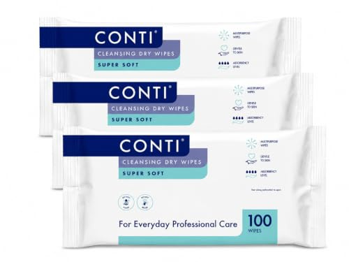 Synergy Conti Supersoft Large Dry Patient Cleansing Wipes (3 Packs of 100)