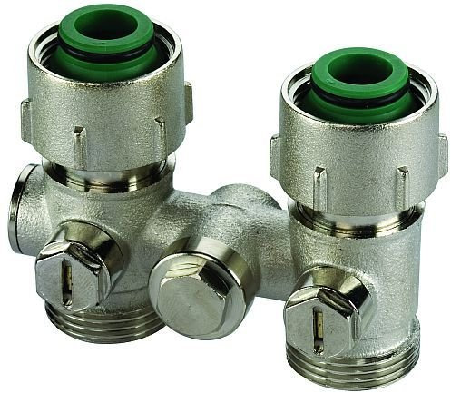 Simplex Einrohrarmatur absperrbar, vernickelt, Durchgangsform, R 3/4 AG