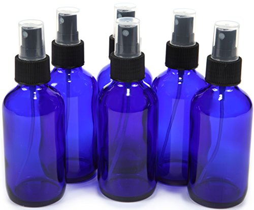 Vivaplex Cobalt Blue, 4 oz Glass Bottles, with Black Fine Mist Sprayer - 12 Pack