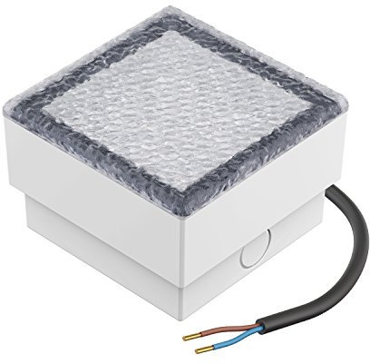 ledscom.de Luce da incasso a terra in pietra LED CUS per esterni, IP67, angolare, 10 x 10 cm, bianco freddo
