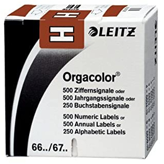 Leitz 66171000 Orgacolor Buchstabensignal H, 250 Stück, braun