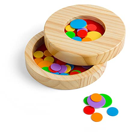 Bigjigs Toys Tiddlywinks Game, Traditional Wooden Board Game for Families