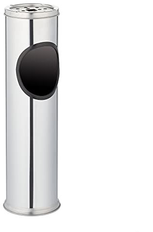 Relaxdays Standaschenbecher aus Edelstahl extra hoch 52,5 cm Stehaschenbecher zur Außen Nutzung geeignet Aschenbecher mit herausnehmbarem Zigarettenbehälter Standascher und Mülleimer in einem, silber