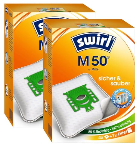8 Original SWIRL M50 Staubsaugerbeutel passend für Miele Youngstyle S4211
