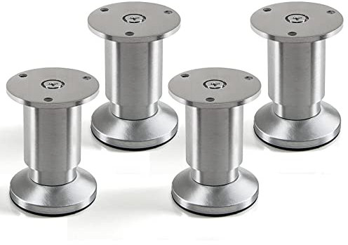 4er Set Möbelfüße Alpha verstellbar Schrankfüße Alu gebürstet, belastbar bis 250 Kg, Höhe: 80 mm von SO-TECH