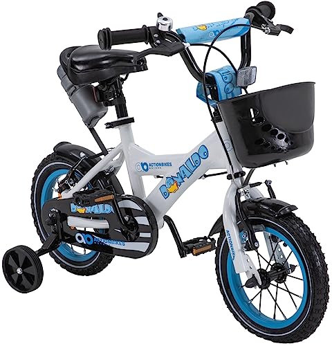 Actionbikes Kinderfahrrad Donaldo - 12 Zoll - V-Break Bremse - Stützräder - Luftbereifung - Ab 2-5 Jahren - Jungen & Mädchen - Kinder Fahrrad - Laufrad - BMX - Kinderrad (Donaldo 12 Zoll)