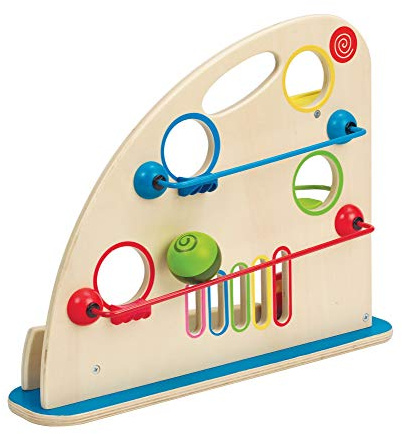Hape Kugel-Rennbahn – Holzspielzeug mit bunten Holzkugeln und Doppelbahn, motorische und visuelle Förderung, Montessori-geeignet, für Kleinkinder ab 12 Monaten