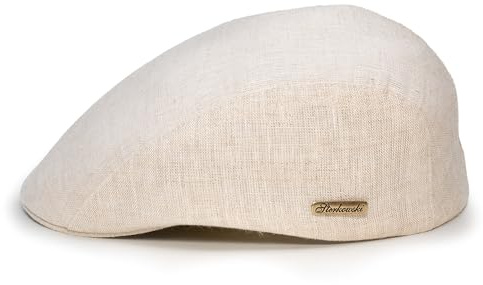 Sterkowski Gecko Schiebermütze Sommer | 100% Leinen Mütze Herren Und Damen | Italienische Peaky Style Lässige Retro Gentleman Gatsby Flatcap Sonnenhut Trendmütze Golf Cap Beige 59
