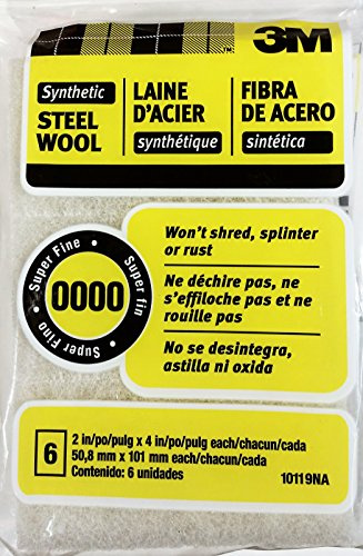 3M Synthetische Stahlwolle-Pads, 6-teilig, Verwendung nass oder trocken, kompatibel mit Abisolierzangen und Oberflächen auf Wasserbasis, wird nicht zerkleinern, splittern oder rosten wie Stahlwolle,