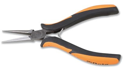 Beta 1178BM/P - Pinza per elettronica a becchi mezzotondi lunghi lisci rastremati piegati impugnatura bimateriale