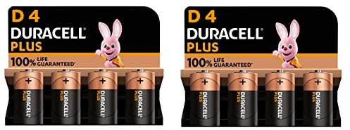 Duracell MN1300 Plus Power Alkaline D Size Batteries (Pack of 8)