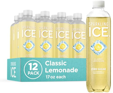 Sparkling Ice, Classic Lemonade Sparkling Water, Zero Sugar Flavored Water, with Vitamins and Antioxidants, Low Calorie Beverage, 17 oz Bottles (Pack of 12)